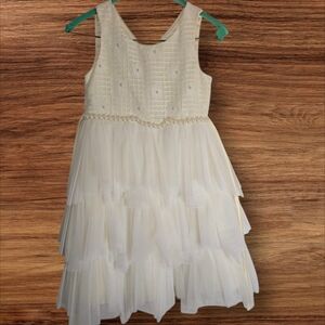 Elegant White Layered Kids Dress
